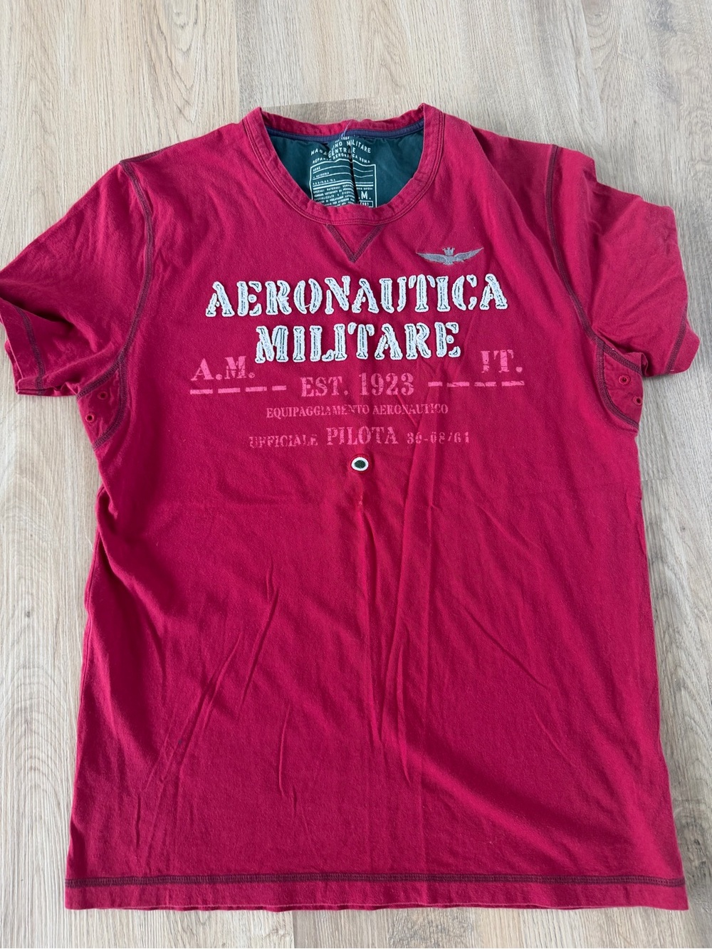 Aeronautica Militare Red Crewneck Logo Tee